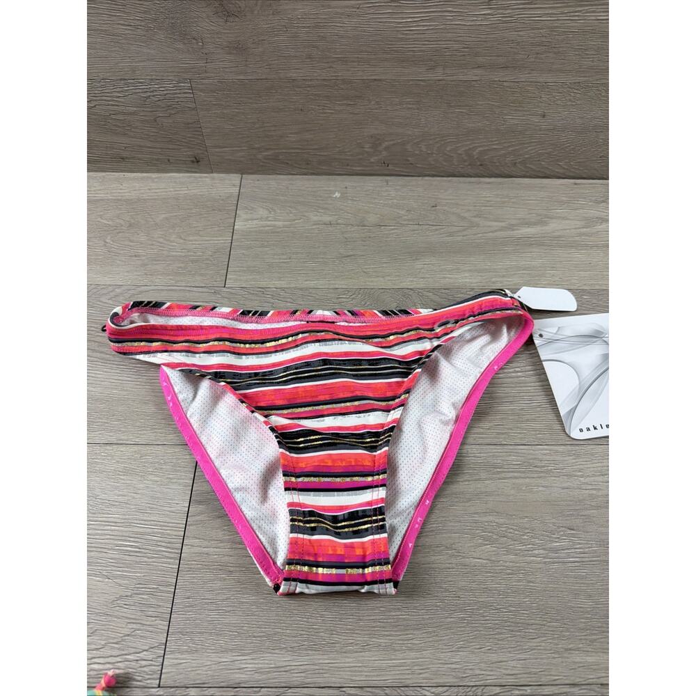 Oakley Womens Size S Pink Blast Swimsuit Bikini Bottom Striped